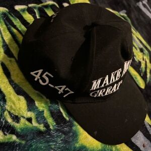 Black Cap with White Embroidery